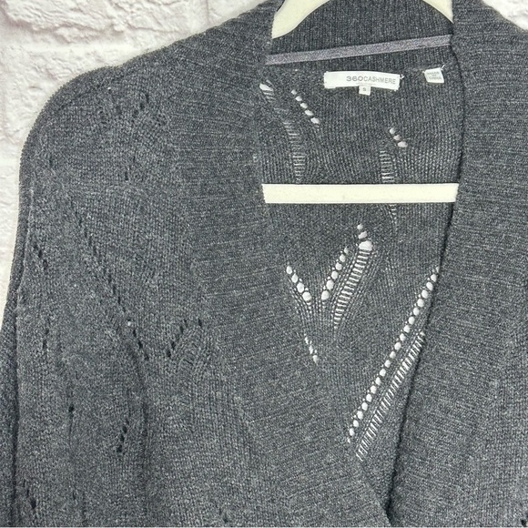 360 Cashmere Open Knit Cashmere Wool Blend Open Knit Button Down Cardigan - Picture 7 of 13
